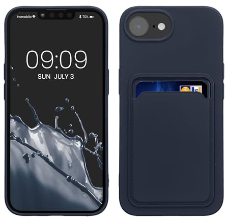 kwmobile fodral kompatibelt med Apple iPhone 16e fodral – TPU telefonskydd med kreditkortshållare – mörkblå
