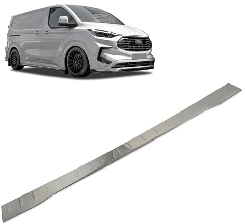 CHROMEMASTER | Protection de Pare-Chocs Arrière Compatible avec Ford Transit Custom 2023+ | Acier Inoxydable, Poli, Chrome Noir ; Protection de Seuil de Coffre pour Protéger Votre Voiture des Rayures