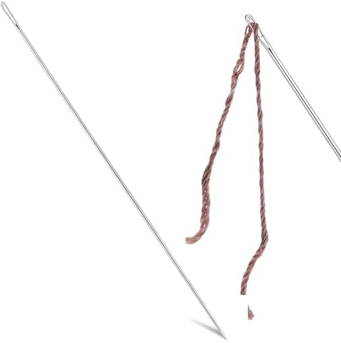 12-Inch Heavy Duty Upholstery Needle for Leather, Tapestry & Embroidery - Stainless Steel with Protective Silica Gel Tube (Silver)