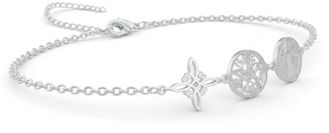 Pulsera Triple Protección con Nudo de bruja, Tetragramaton y Medalla de San Benito, Acero Inoxidable 316L, 17cm Ajustable, Cadena 1mm, Amuleto Esotérico, Dorado y Plateado (Triple Protección Plateada)