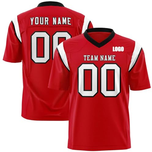 Personalised American Football Jersey with Name/Number/Logo American Football Sports T Shirt for Men Women Adult Kids, Breathable Quick Dry