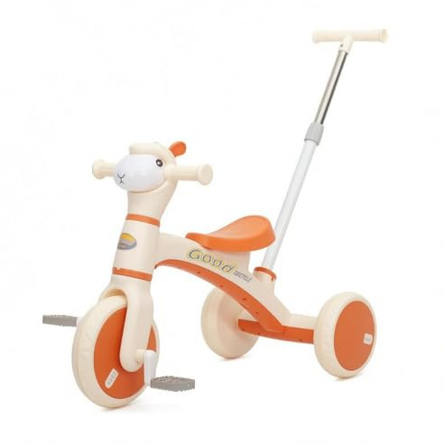 FytStycale Vehículo Tri-Ruedas Alpaca Pedales Desmontables Vehículo Infantil Manillar Regulable Ajustable, Naranja