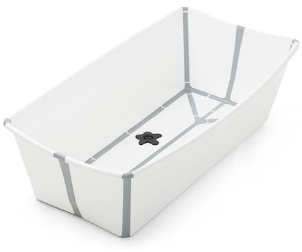 Bañera Stokke Flexi Bath XL, Blanca - Bañera plegable para bebé - Ligera, duradera y fácil de guardar - Práctica para usar en casa o de viaje - De o a 6 años