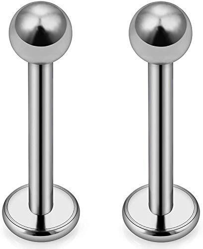 FECTAS 2 st. titanplugg läpppiercing plugg 6/8/10/12 mm Medusa Monroe Tragus Helix läpp piercing kontakt 16 g, 12MM, Titan