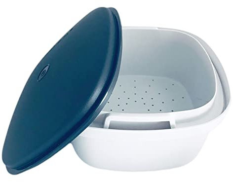 Tupperware Siebservierer 2,25 L Thermo-Duo Dunkelgrau grau weiß Warmhalten Warmie Tups Sieb