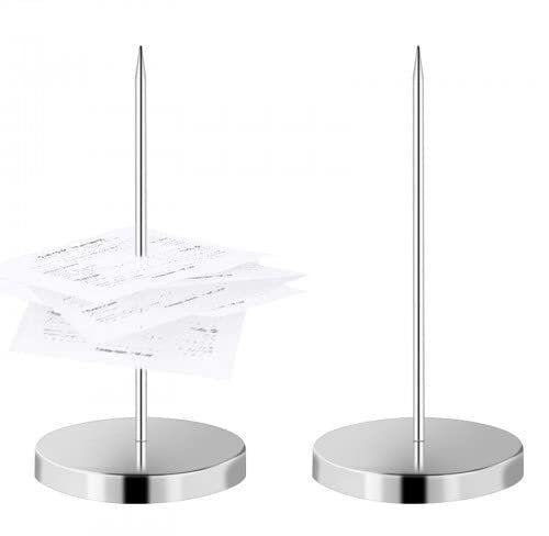 Vesaneae 2 Stück Zettelspießer, Bonspießer Zettelhalter, Kassenbon Halter mit Runde Basis, Papier Spike Halter, Schreibtisch Quittung Halter, Edelstahl Quittungshalter für Restaurants, Bars, Büros