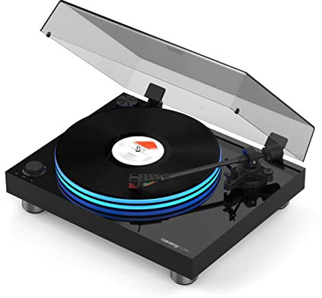 Reloop Turn 7 - Giradischi HiFi a cinghia con Ortofon 2M Red, giradischi in acrilico con illuminazione a LED, motore decentrato