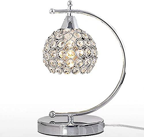 Mengjay Moderne Kristall Tischlampe Nachttischlampe Schreibtischlampe E27 Leuchten Tischleuchte für Schlafzimmer, Wohnzimmer, Mädchen Zimmer oder als Hochzeitsgeschenk(Ohne Birne) (Silber)