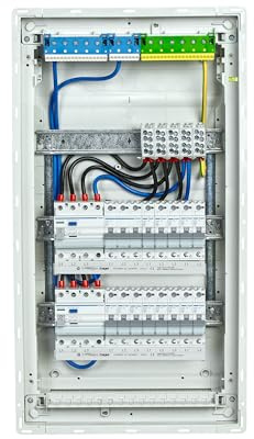 RSE Unterverteilung verdrahtet Sicherungskasten Unterputz Aufputz Hohlwand mit Hager Sicherungen und Hager Leerverteiler, Unterputz 3-reihig VU36NC, ohne Überspannungsschutz