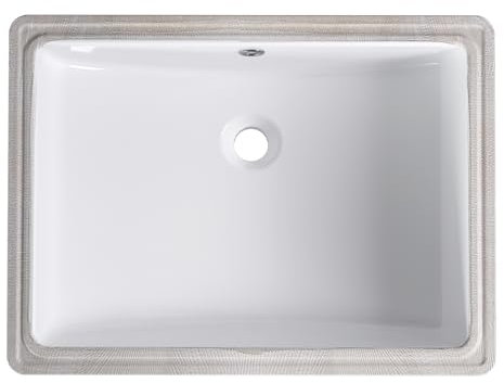 Homfan Unterbau-Waschbecken, rechteckig, 50,8 x 38,1 cm, weißes Porzellan, rechteckig, Unterbau, Waschbecken, weiße Keramik, Waschtisch-Waschbecken mit Überlauf