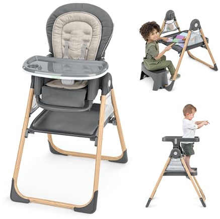 Ingenuity, Trona Plegable y Multimodal Proper Positioner Create Up!, Mesa y Torre de Actividades Transformable, 9 Modos de Uso, Bolsillos de Almacenaje, Wesley, de 0 a 5 Años