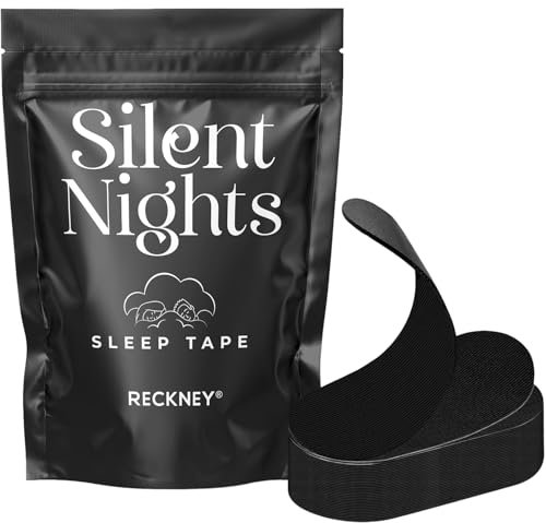 RECKNEY® Nastro per la Bocca per Dormire Cerotti Anti Russare Ipoallergenico e Traspirante, per Uomini e Donne Nastro per rimozione senza dolore, Tessuto morbido e senza lattice (30 strisce, Nero)
