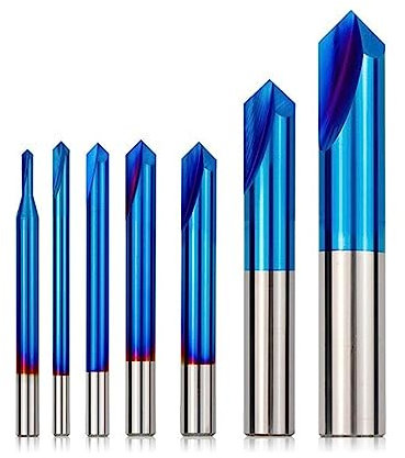 Chamfer Milling Cutter Carbide Corner Countersink Chamfering End Mill Deburring Edges V Grove Router 60 90 120 Degree 2 Flutes(2pcs,2xD4x50Lx90Degree)