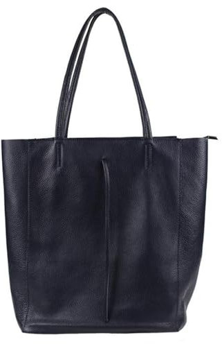 Sa-Lucca Damen Schultertasche/Shopper echt Leder mit Reißverschluss in vielen Farben (Dunkelblau)