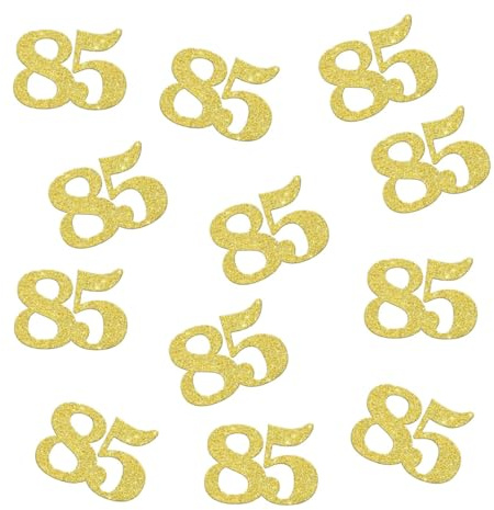 Double Side Gold Glitter Paper Numbrer 85 Confetti 85 Paper Scatter Table Confetti for 85th Birthday Party 85th Anniversary Party Decoration, 100pcs