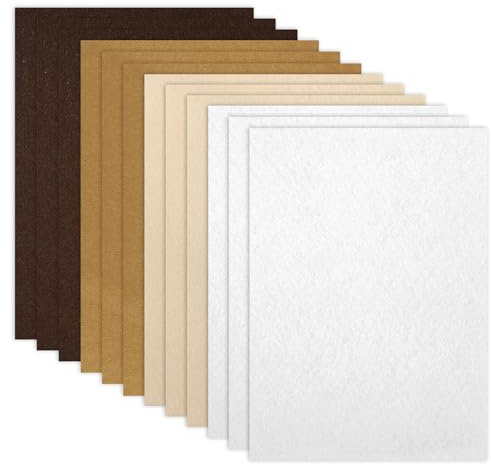 Fieltro para manualidades, 12 unidades, fieltro marrón, 12 unidades, 1 mm, fino, rígido, tela de fieltro para manualidades, costura, manualidades, 20 x 30 cm