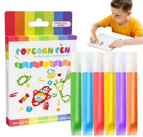 Zunishaone Ritpennor, 6-färgs 3D bubbelfärg ritpennor, tvättbara dekorativa konsttillbehör bubbla målning tillbehör för barn semester födelsedag