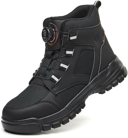 COOU Chaussures de Sécurité Hommes Femme Respirantes Bottines de Travail | Basket Securite Montante Embout Acier, Légère, Confortable, Antidérapante pour Chantier logistique