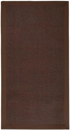 casa pura Amazonas Dunkelbraun 70 x 130 cm Sisal Teppich – Naturfaser Teppich mit Baumwollbordüre, Wohnteppich, Sisalteppich