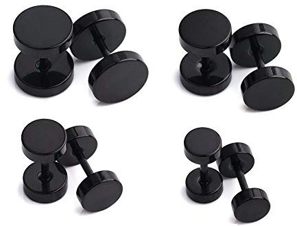 Briana Williams 4 Paar Edelstahl Ohrstecker Fake Ohr Plug Tunnel Piercing für Herren Damen