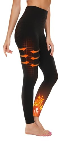 SIMIYA Womens Thermal Leggings, High Waisted Long Johns for Ladies, Winter Thermal Bottoms Pants for Walking Skiing and Daily Wear (Black,L/XL)