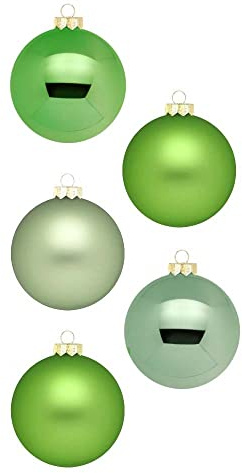 Inge Glas Weihnachtskugeln | Schöne Christbaumkugeln aus Glas | 20 Kugeln in Karton-Box | Christbaumschmuck Weihnachtsbaumschmuck Weihnachtsbaumkugeln (Sparkling Nature | grün)