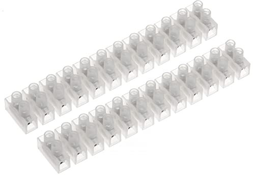 AUKENIEN 15A / 16A Barrette Connexion Bornier Electrique 15/16 Ampère Bloc de Jonction Électriques Blocs 12 Bornes a Vis Double Rangée Borne de Raccordement Rapide Blanc