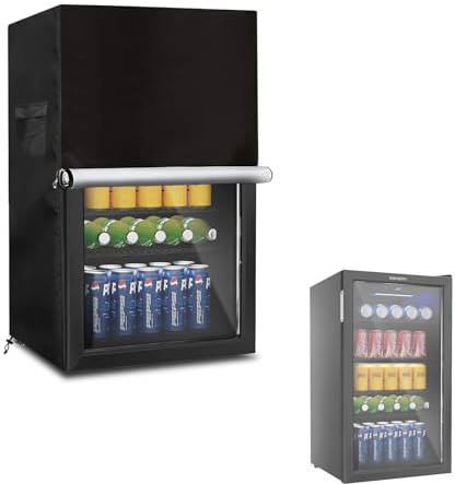 Sobana Beverage Refrigerator and Cooler Cover for most 3.2 Cu.ft Beer or Wine Mini Fridge,Waterproof Dust Proof Anti-UV Sides Zipper Can Be Opened(20 W x 20 D x 33 H,Black)