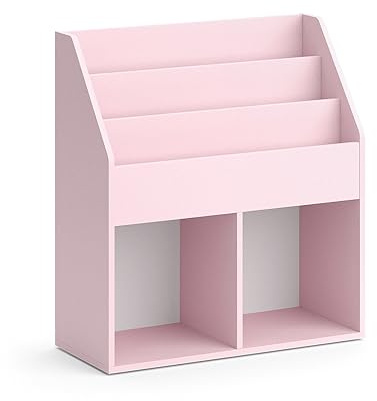 Vicco Bibliothèque Enfant Luigi, Rose, 72x79cm sans boîtes Pliantes, combinable pour Le Rangement de Livres et de Jouets