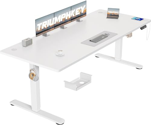 TRIUMPHKEY Scrivania Elettrica Regolabile in Altezza, 200 x 80 cm,Scrivania per Computer, Grande, 3 Controlli Memoria, Scrivania Regolabile in Altezza, Sistema Anti-collisione, Struttura Elettrica