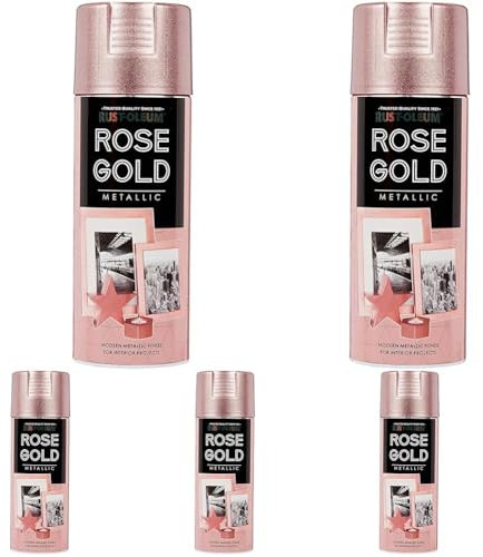 Rust-Oleum 400ml Metallic Spray Paint - Rose Gold (Pack of 5)