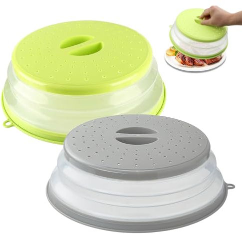 2 Stück Mikrowellen Abdeckung Faltbar, Mikrowellenhaube 27cm, Fertiggerichte für Mikrowelle, Multifunk Abdeckhaube Mikrowelle, Spritzschutz Mikrowelle, für Obst Gemüse Gemüse und Mikrowelle