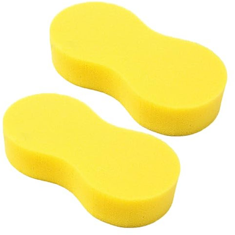 2 Extra Large Car Sponges for Cleaning and Waxing - Suitable for Windshield, Body, and Household Use - Yellow (22 * 11 * 4.5cm)