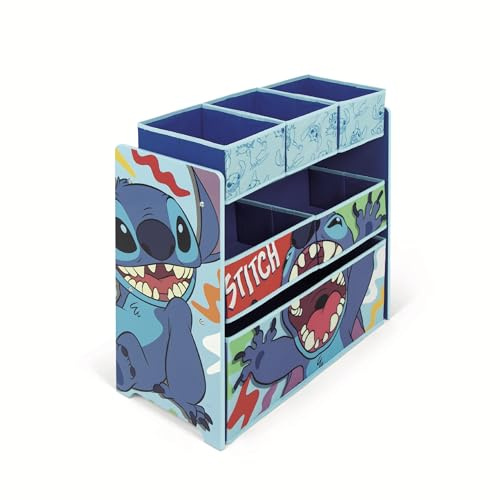 ARDITEX Wooden Organizer (62x30x60 cm) with 6 Textile Storage Baskets by Lilo & Stitch