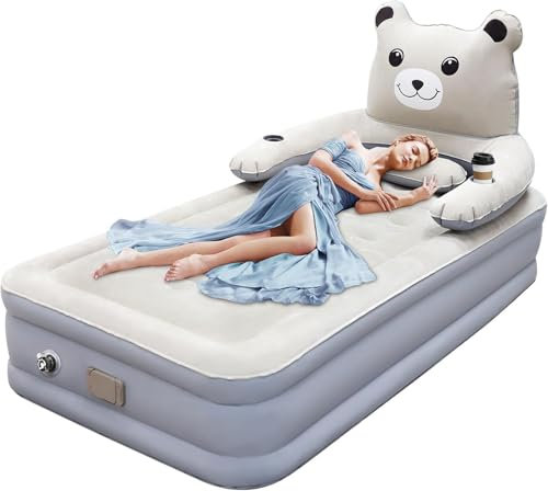 Luftmatratze 1 Person mit Elektrischer Luftpumpe, Selbstaufblasend Luftbett 1 Personen mit Pumpe, Aufblasbares Bett, Schlaf Luftmatratze, Schlafmatratze für Camping Oder Heimgebrauch, 195*100*38cm