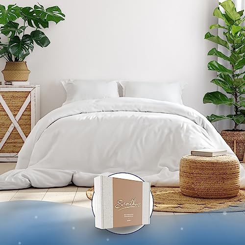 Samthus Bettwäsche 220x240 Baumwolle Satin - Oeko-Tex Made In Green - Himmlisch weicher Schlaf - Bettwäsche-Set mit 1x Bettbezug 220x240 + 2X Kissenbezug 80x80 - Duvet Cover - Weiß
