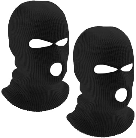 ZPLASK 2 Pcs Balaclava, Black, Unisex, Modern, One Size Fits Most, Polyester Cotton, Solid, All Seasons, Machine Washable, Balaclava Face Cover for Outdoor Sports, Fishing, Skiing, Motorcycle