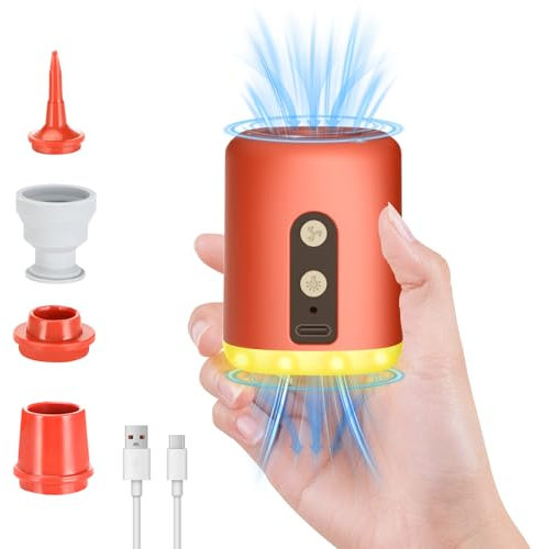 Pompe à air électrique Pompe Gonflable avec 4 Buses d’air, 1600 mAh Gonfleur Électrique Offrant Le Gonflage, Dégonflage,Pompe à air Portable avec Lumière LED, pour Matelas Gonflable,Anneau de Natation