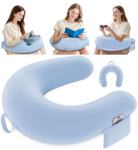 Kosker Cojín para Juegos & Lectura, Almohada de Lectura para Asiento, Almohada de Lectura para Juegos con Gran Reposa Rodillas Ergonómico, Cojín de Escritorio para iPad/Laptop - Azul Claro
