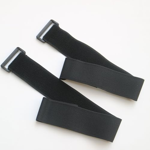 G-RUI 2 bridas mágicas negras fuertes de 50 cm con hebilla, ajustables, reutilizables, para cables, mangueras, equipaje, organizadores, paquetes, cinturones de sujeción (elásticos)