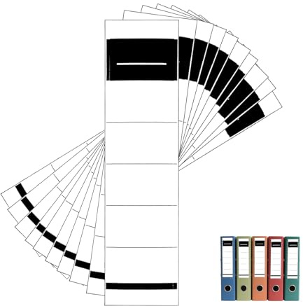 50 Stück Ordnerrücken Selbstklebend Set,Ordner Etiketten Selbstklebend,Ordnerrücken Aufkleber,Rückenschilder Klebeetiketten,Rückenschilder Ordner,Weiß Ordneretiketten Schmal für Standardordner