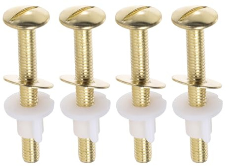 BAZEITFLOW 4 Piezas Tornillos para Asiento de Inodoro Kit de Fijación con Anillo de Sellado de Goma Tornillos Resistentes para Tanque de Agua Montaje Rápido y Seguro