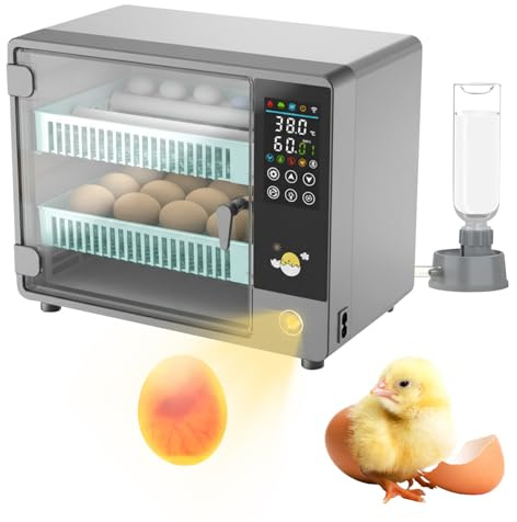 24 Egg Incubators for Hatching Eggs, Incubator with LED Light, Automatic Egg Turner, Temp Humidity Control, Dual Power, 5 Incubation Modes, Egg Candler Incubator for Chicken Duck Quail