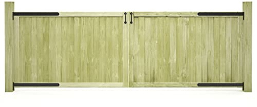 Mokuyary Lot de 2 portails de jardin, 300 x 100 cm, en pin imprégné, porte de jardin, porte de clôture, porte de ferme, pour clôture en lattis