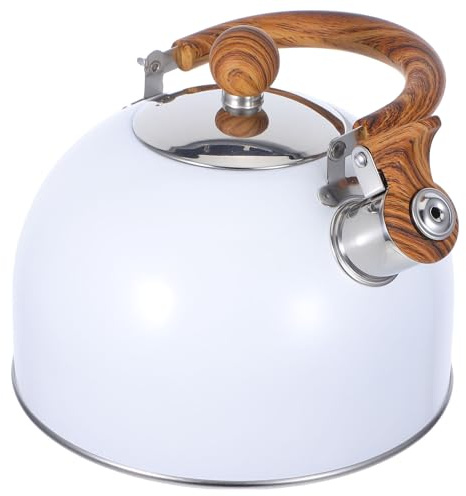 LOLIPPYY Hervidor de Agua Silbato 2,5l Blanco Mango Plegable Resistente para Cocina Doméstica Gas E Inducción, Tetera para Hervir Agua Segura y Práctica