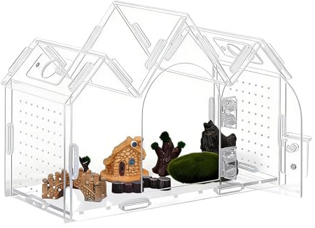 Kit de Terrario para Arañas Saltarinas, con Puertas Magnéticas, Acrílico Transparente, Casa para Tarántulas, Terrario de arañas, para Gecko, Lagartija, Rana, Reptil, Serpiente, Mantis, Tortuga, Dragón