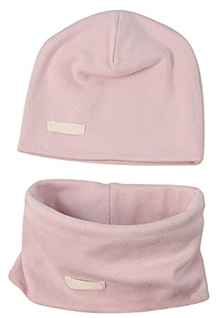 LACOFIA Conjunto de Sombrero y Bufanda de Cuello para bebé ninos y Ninas Gorro de algodón Recien Nacido Sombreros de Punto y pañuelos de Cuello Infantiles Rosa 7-24 Meses