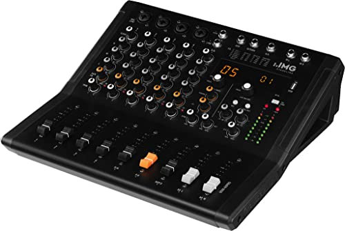 IMG 200500 STAGELINE MXR-60PRO, 6-Kanal Audio-Mischpult mit integriertem MP3-Player, Bluetooth-Empfänger und DSP-Effekteinheit, Audio-Console mit 4 Mono-Eingangskanälen mit Gainregler, Mix-Pult in Schwarz