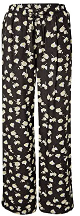 Taifun Damen Palazzohose mit Blumem-Allover LENZING™ ECOVERO™ Viskose Hose Freizeit lang Palazzohose floral reguläre Länge Schwarz Gemustert 34