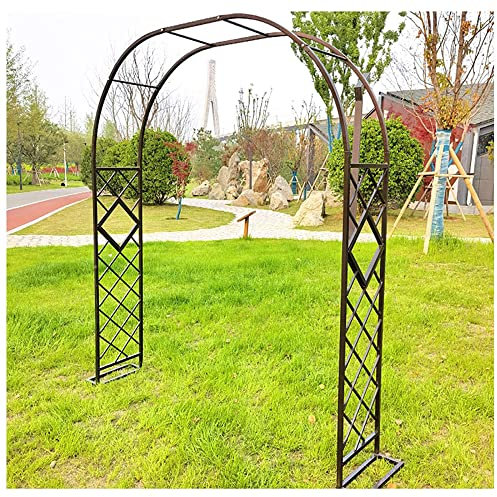 SMYORR Arco da Giardino in Metallo con Base,Arco per Rose per Piante Rampicanti,Padiglione da Giardino Traliccio,Resistente alle Intemperie/Bronze / W2.6xH2.3m